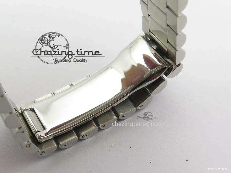 0112 DayDate 40mm BP-Maker 228206 SS Ice Blue Stick Dial (Smooth Bezel) On SS Bracelet ETA FreshLook 3913